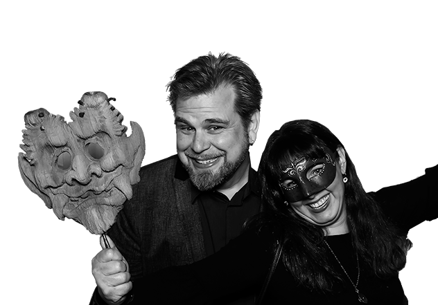 Holiday mask party duo photo